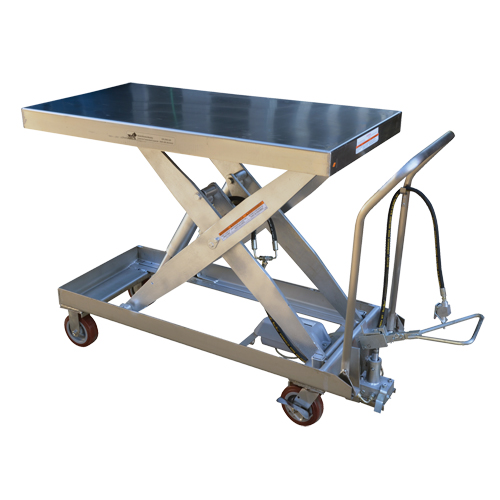 Pneumatic Hydraulic Scissor Lift Table, Stainless Steel, 47-1/2" L x 24" W, 2000 lbs. Cap. MAS Chibougamau