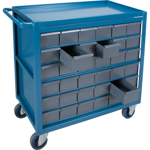 Chariot &agrave; tablette avec tiroir, 1200 lb Capacit&eacute;, Acier, 18" x la, 35" x ha, 36" p, Roues en Caoutchouc, Enti&egrave;rement soud&eacute;, 36 tirroirs MAS Chibougamau
