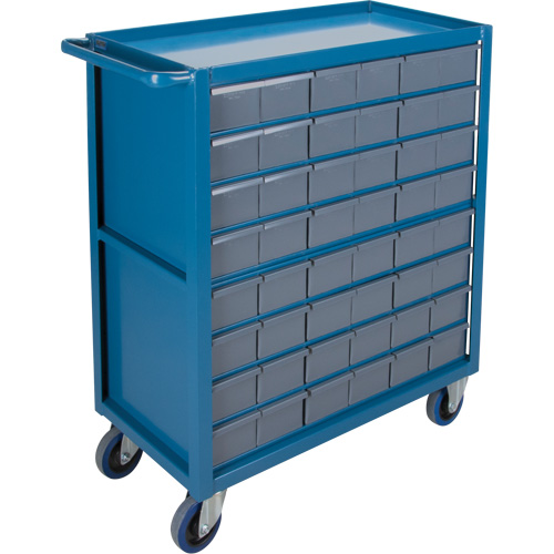 Drawer Shelf Cart, 1200 lbs. Capacity, Steel, 18" x W, 35" x H, 36" D, Rubber Wheels, All-Welded, 48 Drawers MAS Chibougamau