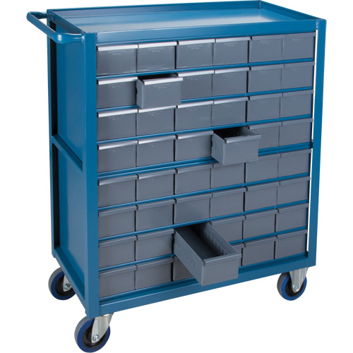 Drawer Shelf Cart, 1200 lbs. Capacity, Steel, 18" x W, 35" x H, 36" D, Rubber Wheels, All-Welded, 48 Drawers MAS Chibougamau