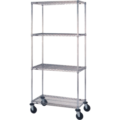 Wire Shelf Cart, Chrome Plated, 24" x 69" x 48", 800 lbs. Capacity MAS Chibougamau