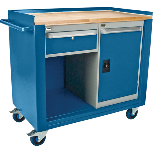 Industrial Duty Mobile Service Workbenches, Wood Surface MAS Chibougamau