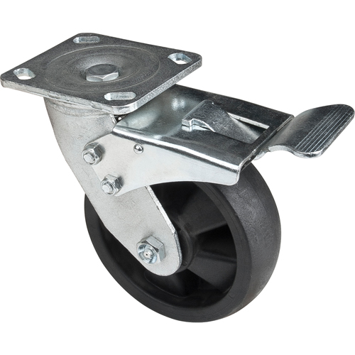 Roulettes haute temp&eacute;rature, Pivotant avec frein, 6" (152,4 mm), Nylon, 880 lb (399 kg) MAS Chibougamau