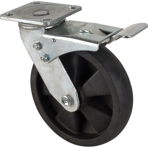Roulettes haute temp&eacute;rature, Pivotant avec frein, 8" (203,2 mm), Nylon, 1000 lb (453 kg) MAS Chibougamau