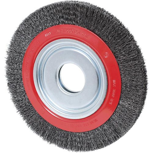 Crimped Wire Wheel, 6" Dia., 0.007" Fill, 2"/1/2" - 5/8" Arbor MAS Chibougamau