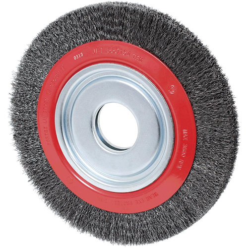 Crimped Wire Wheel, 8" Dia., 0.007" Fill, 1/2"/2"/5/8" Arbor MAS Chibougamau