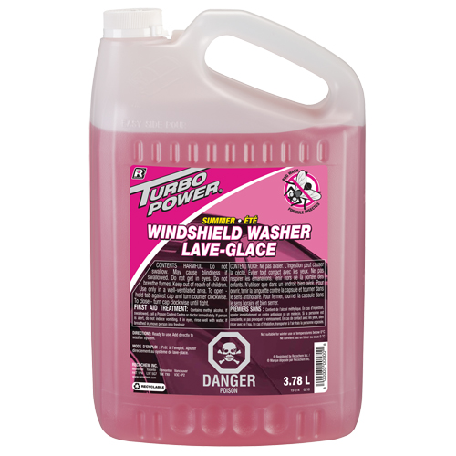 Liquide lave-glace d'&eacute;t&eacute; Turbo Power avec nettoyant pour taches d'insectes, Cruche, 3,78 L MAS Chibougamau