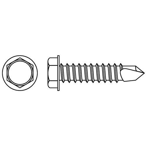Self Drill Hex Washer Head Screws, #10 x 5/8" L, Zinc Plated MAS Chibougamau
