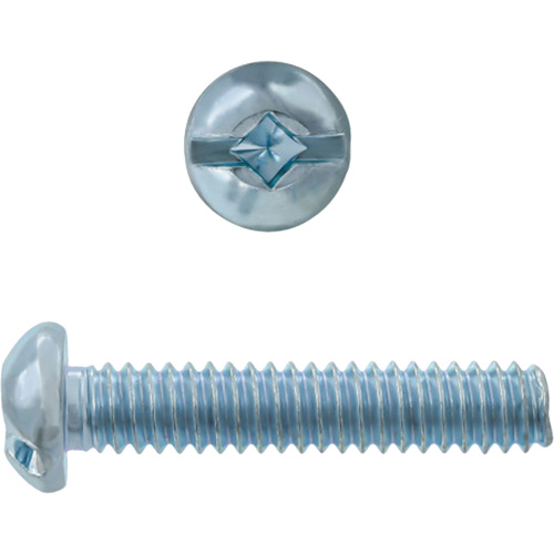 Round Square/Slot HD Machine Screws, #6 x 3" L, Zinc Plated MAS Chibougamau