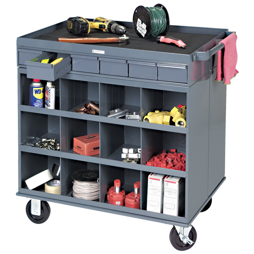 Poste de travail &agrave; deux c&ocirc;t&eacute;s mobile et robuste, 1200 lb Capacit&eacute;, Acier, 34" x la, 34" x ha, 24" p, Enti&egrave;rement soud&eacute;, 6 tirroirs MAS Chibougamau