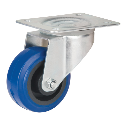 Roulette bleue, Pivotant, 3" (76 mm), Caoutchouc, 285 lb (129 kg) MAS Chibougamau