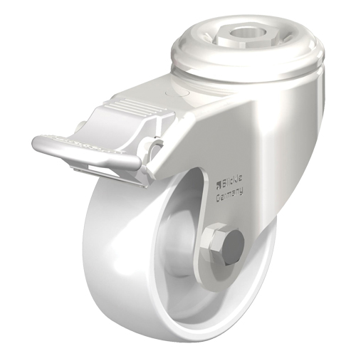 Roulette en nylon acier inoxydable, Pivotant avec frein, Diam&egrave;tre 5" (127 mm), Capacit&eacute; 265 lb (120 kg) MAS Chibougamau