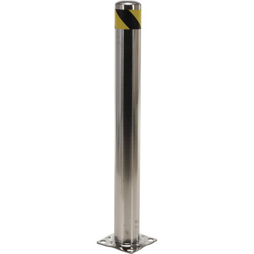 Safety Bollard, Stainless Steel, 42" H x 8" W, Silver MAS Chibougamau