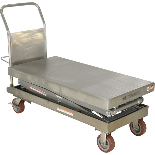 Table &eacute;l&eacute;vatrice hydraulique manuelle &agrave; ciseaux, 47-1/2" lo x 24" la, Partiellement en acier inoxydable, Capacit&eacute; 1500 lb MAS Chibougamau