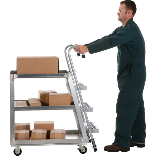 Chariot de pr&eacute;l&egrave;vement de stock, Aluminium, 21-7/8" la x 40" p, 3 tablettes, Capacit&eacute; 660 lb MAS Chibougamau