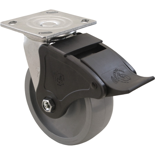 Roulette Max9, Pivotant, 6" (152,4 mm), Gris-WOW Envirothane, 1100 lb (498,95 kg) MAS Chibougamau