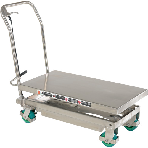 Manual Hydraulic Scissor Lift Table, 36-1/4" L x 19-3/8" W, Stainless Steel, 600 lbs. Capacity MAS Chibougamau