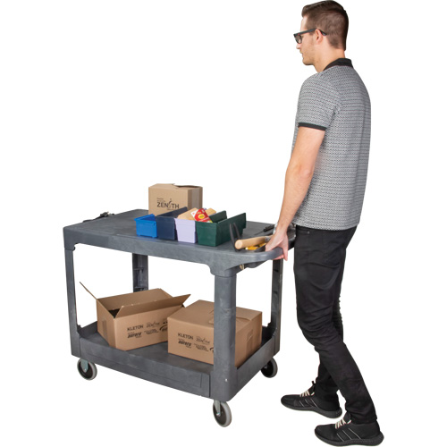Flat-Shelf Utility Service Cart, 2 Tiers, 25-1/4" x 32-1/4" x 44", 550 lbs. Capacity MAS Chibougamau