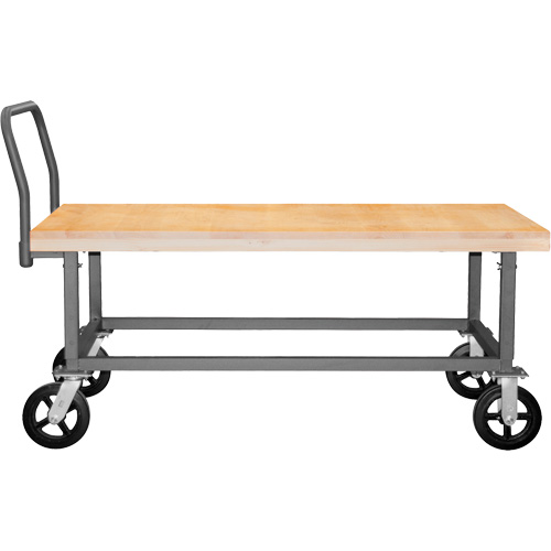 Chariot &agrave; plateforme ajustable en bois, 48" lo x 24" la, Capacit&eacute; de 1800 lb, Roues en Caoutchouc moul&eacute; MAS Chibougamau