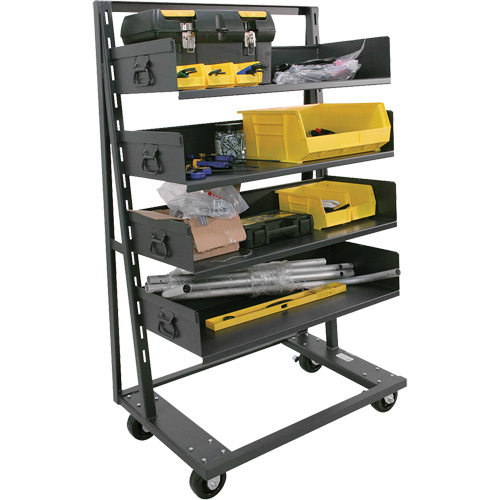 Single-Sided Heavy Duty A-Frame Cart with 4 Large Trays, 38" x 25" x 63", 2500 lbs. Capacity MAS Chibougamau