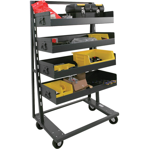 Single-Sided Heavy Duty A-Frame Cart with 4 Large Lipped Trays, 38" x 25" x 63", 2500 lbs. Capacity MAS Chibougamau