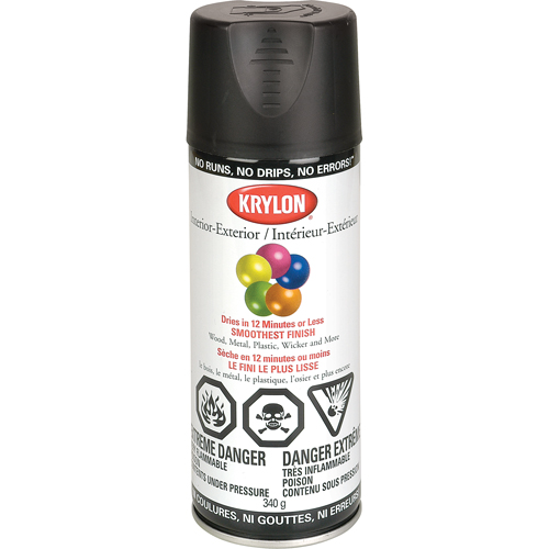 Industrial Acryli-Quik Lacquer, Black, Semi-Flat, 12 oz., Aerosol Can MAS Chibougamau