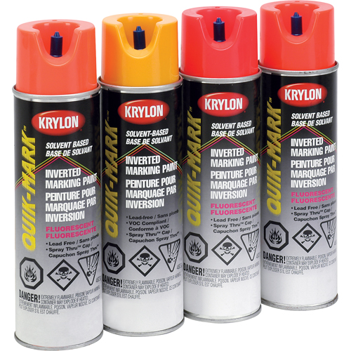 Peinture de marquage industrielle invers&eacute;e &agrave; base de solvant Quik-Mark, 17 oz, Canette a&eacute;rosol MAS Chibougamau