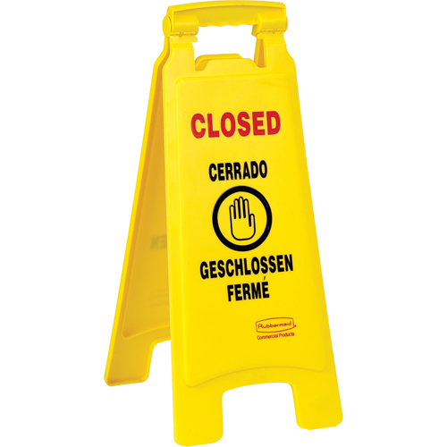 Closed Safety Signs, Quadrilingual with Pictogram MAS Chibougamau
