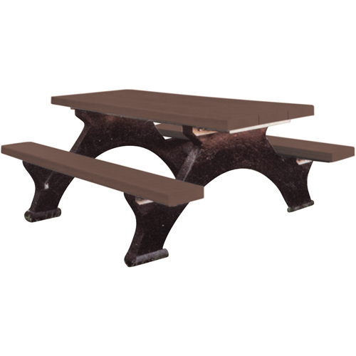 Recycled Plastic Picnic Tables, 6' L x 62-1/4" W, Brown MAS Chibougamau