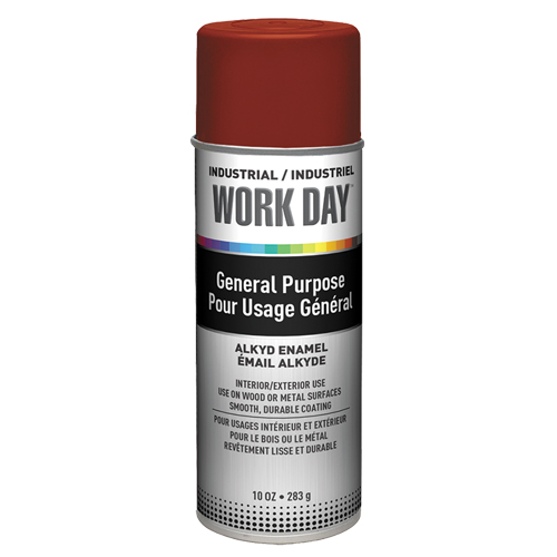 Industrial Work Day Paint, Red, Very Flat, 10 oz., Aerosol Can MAS Chibougamau