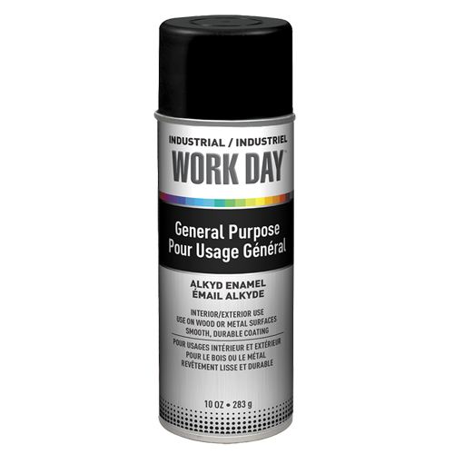 Peinture industrielle Work Day, Noir, Tr&egrave;s mat, 10 oz, Canette a&eacute;rosol MAS Chibougamau