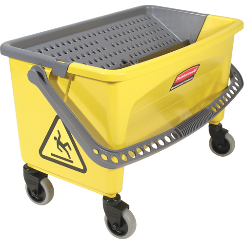 Seaux avec plaque essoreuse pour produits en microfibres, Pression vers le bas, 10,75 gal. US (43 Quart), Jaune MAS Chibougamau