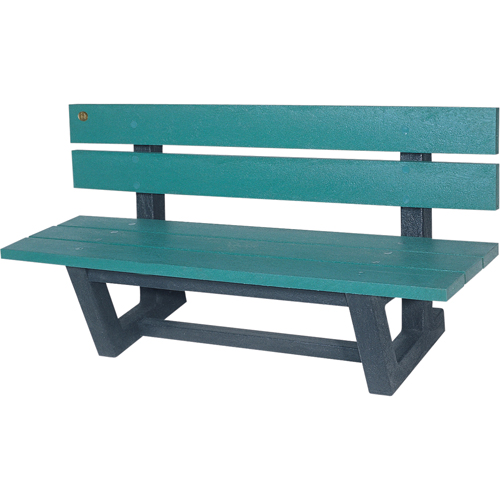 Outdoor Park Benches, Recycled Plastic, 60" L x 22-13/16" W x 29-13/16" H, Green MAS Chibougamau