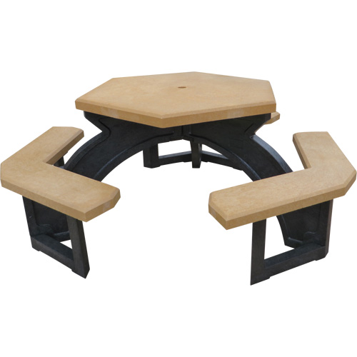 Recycled Plastic Hexagon Picnic Tables, 78" L x 78" W, Cedar MAS Chibougamau