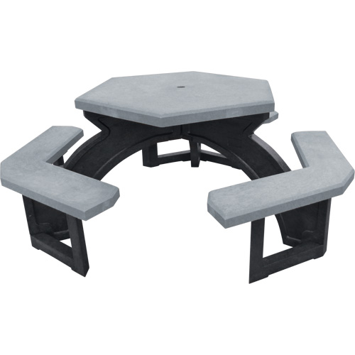 Recycled Plastic Hexagon Picnic Tables, 78" L x 78" W, Grey MAS Chibougamau