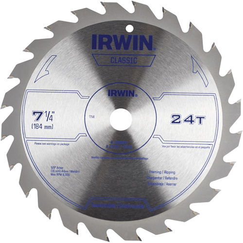 Classic Series Circular Saw Blade, 7-1/4", 24 Teeth, Wood Use MAS Chibougamau
