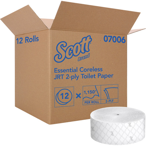 Scott&reg; Essential Toilet Paper, Jumbo/Coreless Roll, 2 Ply, 1150' Length, White MAS Chibougamau