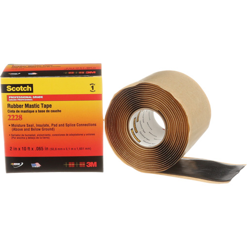 Scotch&reg; Rubber Mastic Tape 2228, 50.8 mm (2") x 3 m (10'), Black MAS Chibougamau
