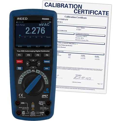 True RMS Industrial Multimeter with Calibration Certificate, AC/DC Voltage, AC/DC Current MAS Chibougamau