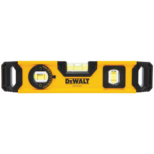 Torpedo Level, 9" L, Aluminum, 3 Vials, Magnetic MAS Chibougamau