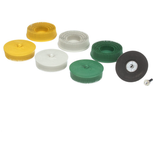 Roloc Bristle Disc Kit, Aluminum Oxide, Several Grit, 3" Dia. MAS Chibougamau