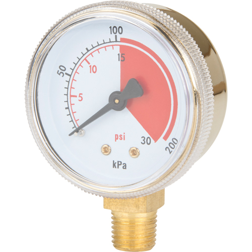 Manom&egrave;tres en laiton,  2", 30 psi, Fixation inf&eacute;rieure, Analogique MAS Chibougamau