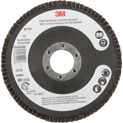 Flap Wheels - 577F Flap Discs, 4-1/2" x 7/8", Type 29, 80 Grit, Zirconium MAS Chibougamau