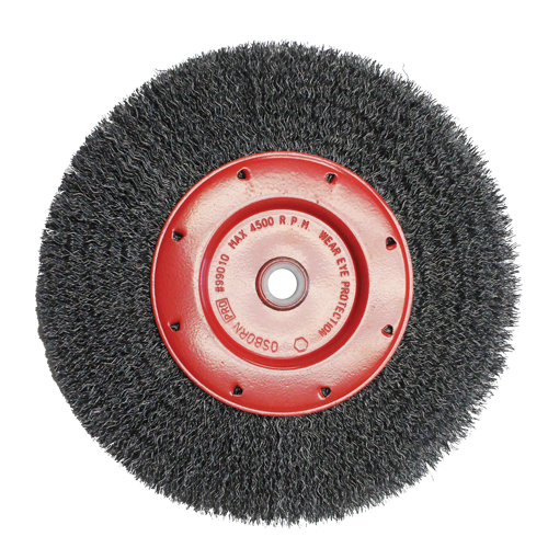 Economy Crimped Wire Wheel Brushes - Narrow Face, 6" Dia., 0.014 Fill, 2" Arbor MAS Chibougamau