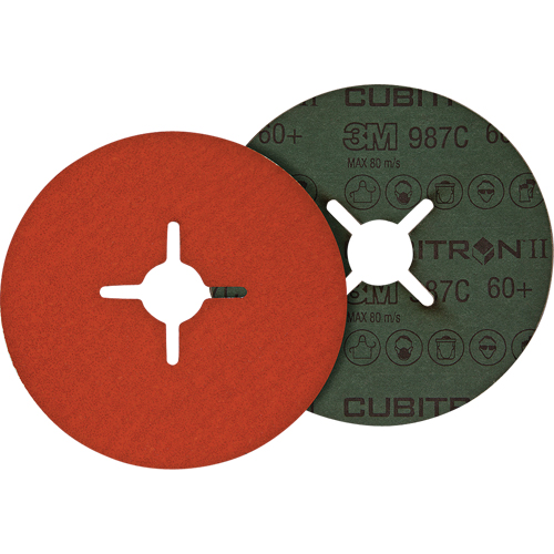 Cubitron II Fibre Discs - 987C, Ceramic Grain, 80+, 7" Dia x 7/8" Arbor MAS Chibougamau