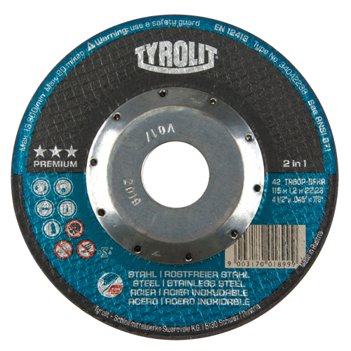 Meule &agrave; tronçonner 2-en-1 de premi&egrave;re qualit&eacute; Thincut, 4-1/2" x 0,045", Arbre de 7/8", Type 27, Oxyde d'aluminium, 13 300 Tr/min MAS Chibougamau