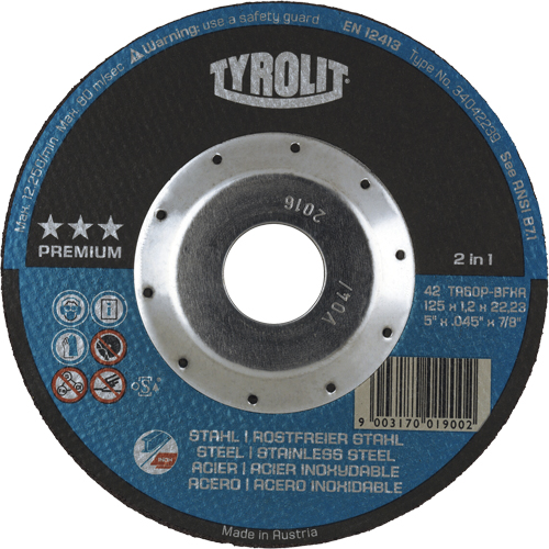 Meule &agrave; tronçonner 2-en-1 de premi&egrave;re qualit&eacute; Thincut, 4-1/2" x 0,045", Arbre de 7/8", Type 27, Oxyde d'aluminium, 13 300 Tr/min MAS Chibougamau