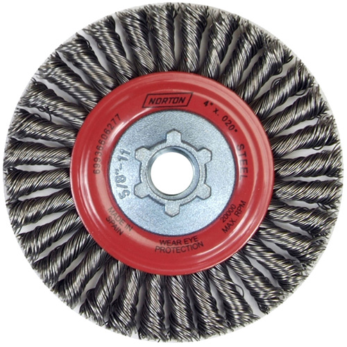 Stringer Bead Knot Wire Brush For Angle Grinders, 4" Dia., 0.02" Fill, 5/8"-11 Arbor, Steel MAS Chibougamau
