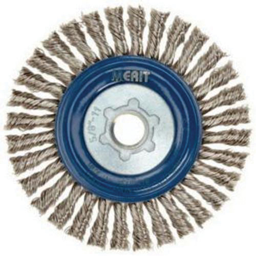 Stringer Bead Knot Wire Brush For Angle Grinders, 5" Dia., 0.02" Fill, 5/8"-11 Arbor, Stainless Steel MAS Chibougamau