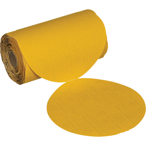 Stikit No Hole Gold Abrasive Disc Roll, 6" Dia., 220 Grit, Aluminum Oxide MAS Chibougamau